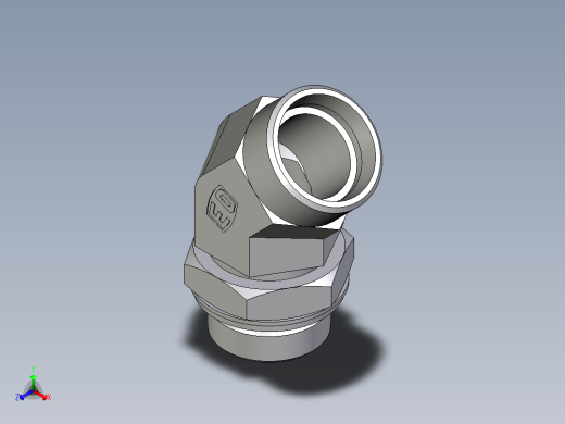 卡套式工业通用硬管接头EO_Adjustable_locknut_45_deg_elbow_VEE28LMOMDCF正等轴测缩略图