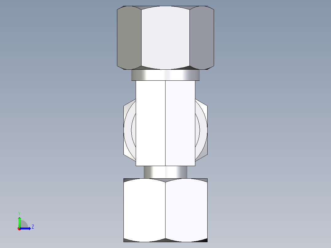 卡套式工业通用硬管接头EO_Standpipe_run_tee_EVL14SCF左视图