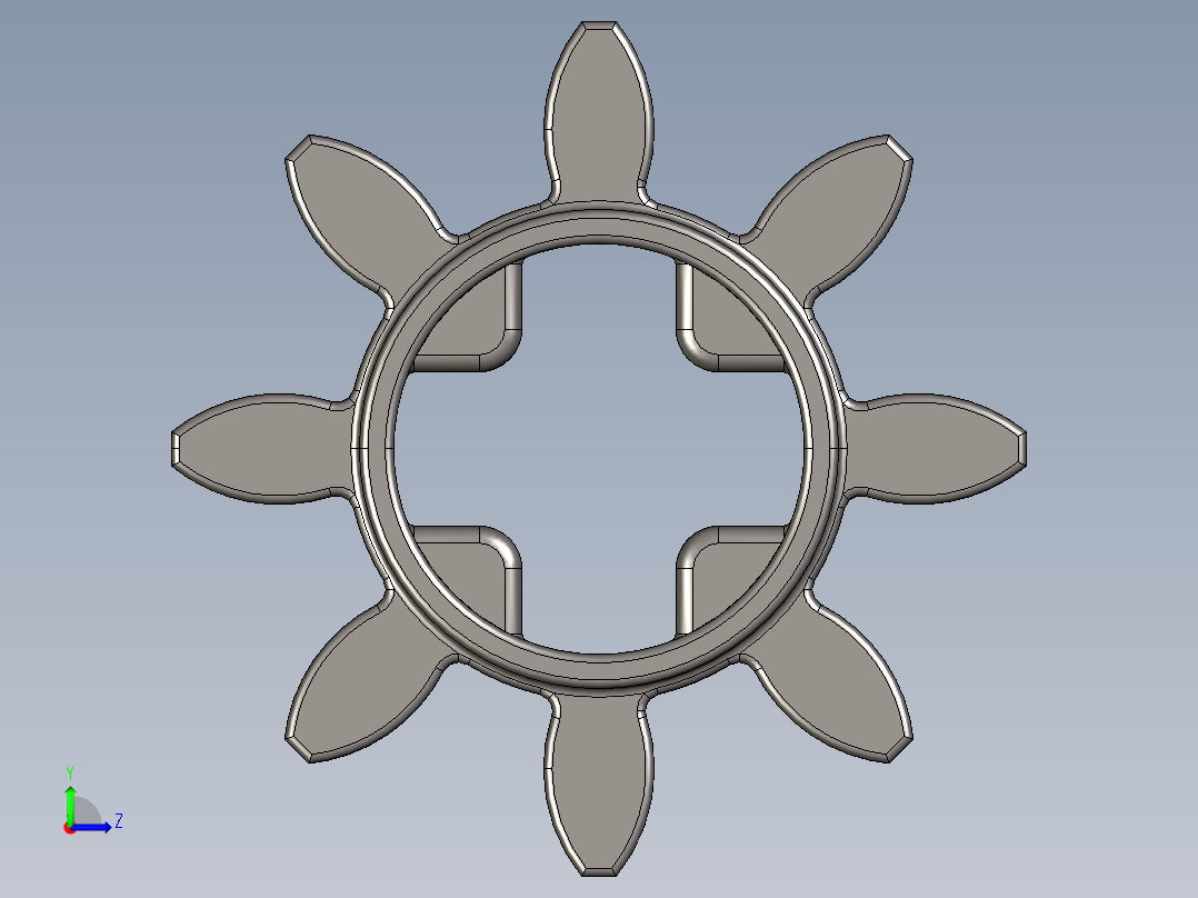 3647 - 4514559 - Dark Stone Grey Technic Gear 8 Tooth.STEP左视图