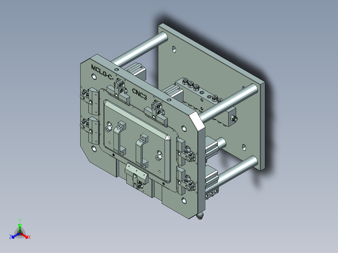 MCLG-C-cnc3笔记本CNC工装夹具三维模型主视图