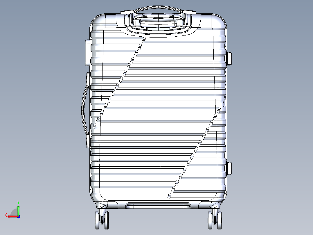 24寸拉杆箱模型后视图