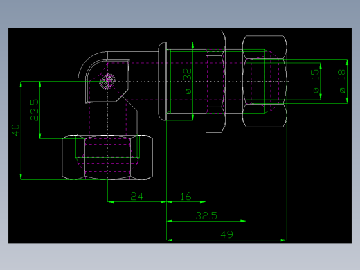 PARKER管接头EO Bulkhead elbow WSV18L71(16)_front