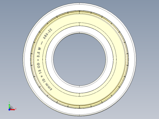 完整的公制600微型系列，双屏蔽轴承库SolidWorks和Step模型前视缩略图