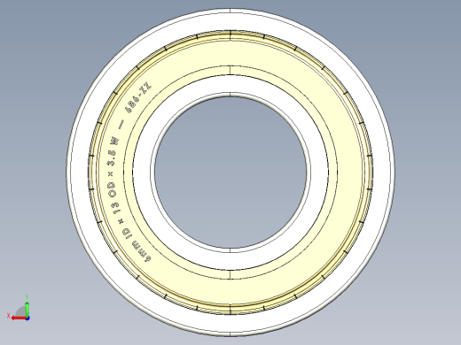 完整的公制600微型系列，双屏蔽轴承库SolidWorks和Step模型后视缩略图