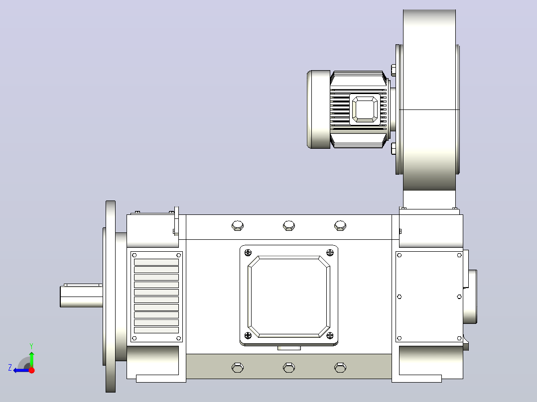 Z4-100~Z4-160卧式 端盖带底脚及凸缘(IMB35)直流电机[Z4-112╱2-1]右视图