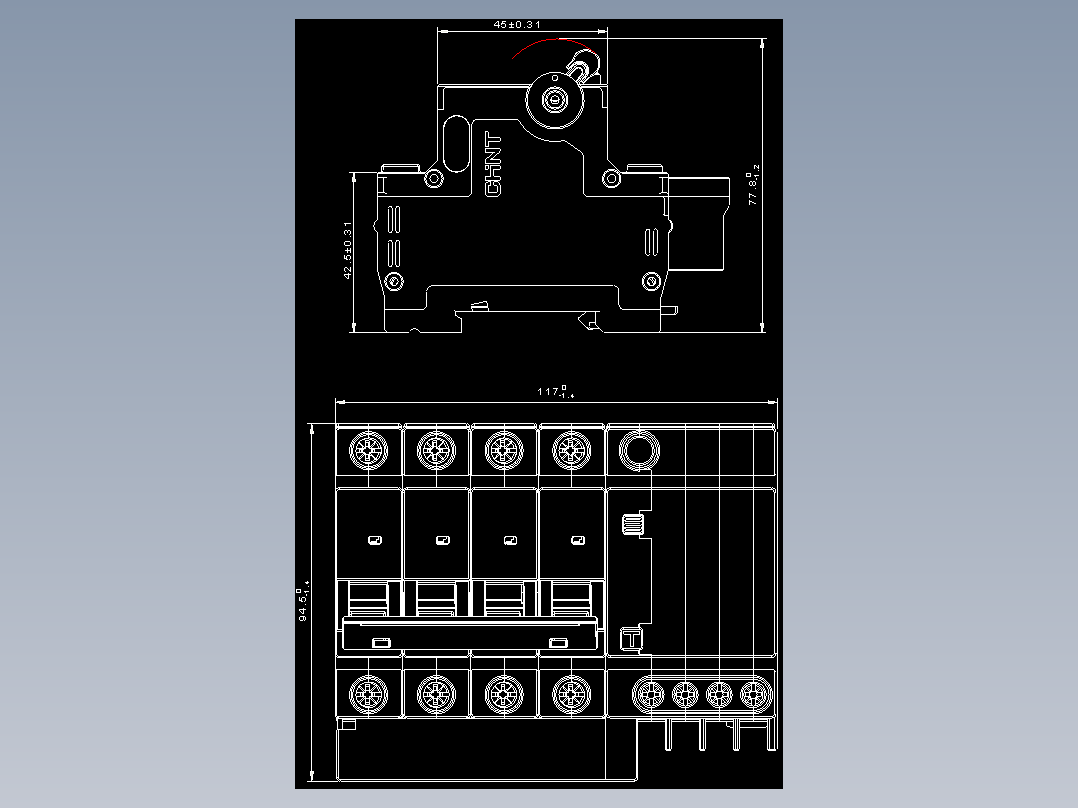 NXBFLE-32 4P剩余电流动作断路器外形安装尺寸图202202