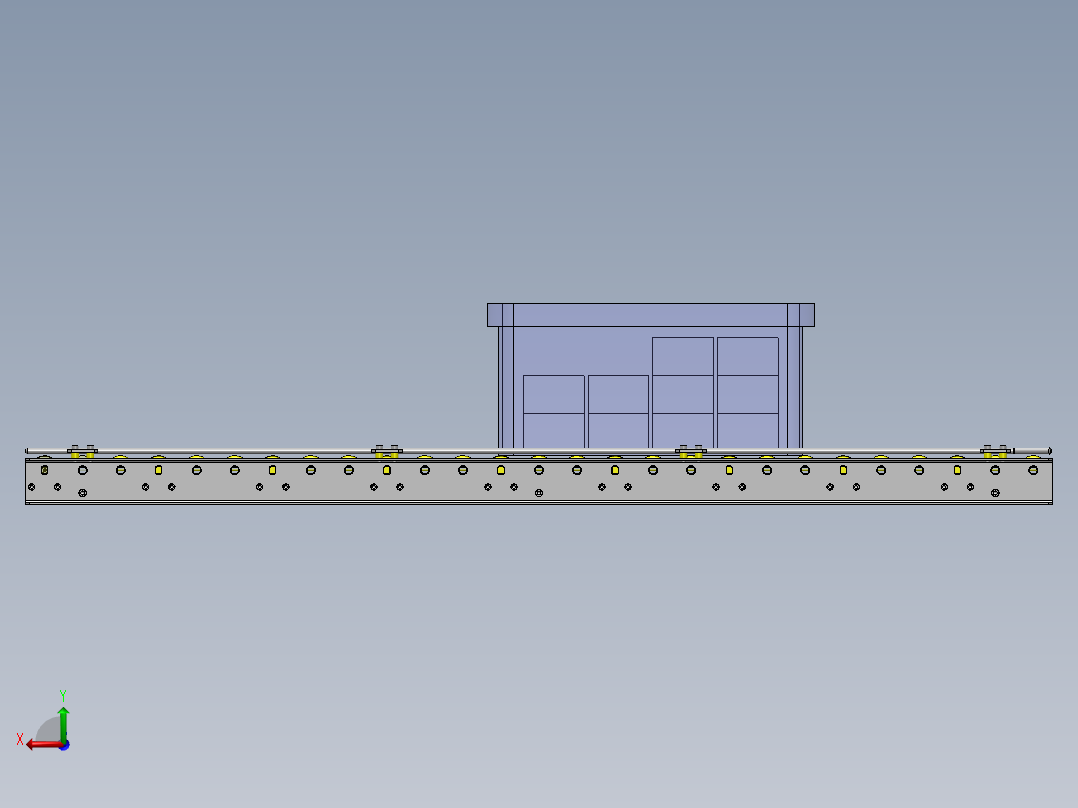 使用了马达滚轮的滚轮传送带后视图
