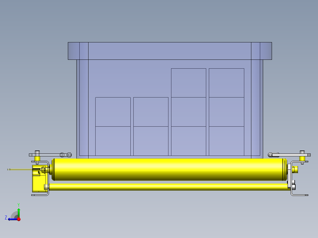 使用了马达滚轮的滚轮传送带右视图