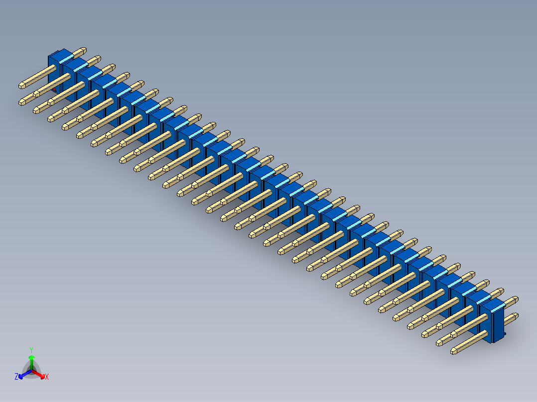 彩色公头100mil（2.54mm）系列-DS1021_blue_2x31p_100mil_Type1_rev1.0主视图