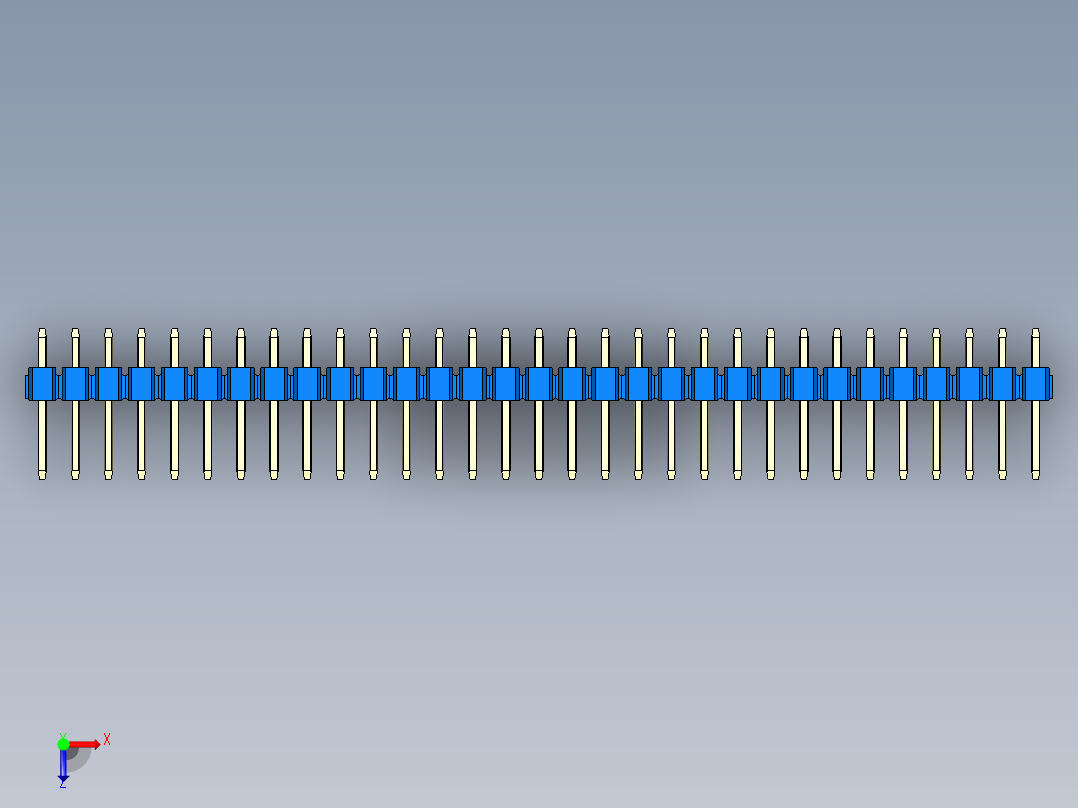 彩色公头100mil（2.54mm）系列-DS1021_blue_2x31p_100mil_Type1_rev1.0俯视图