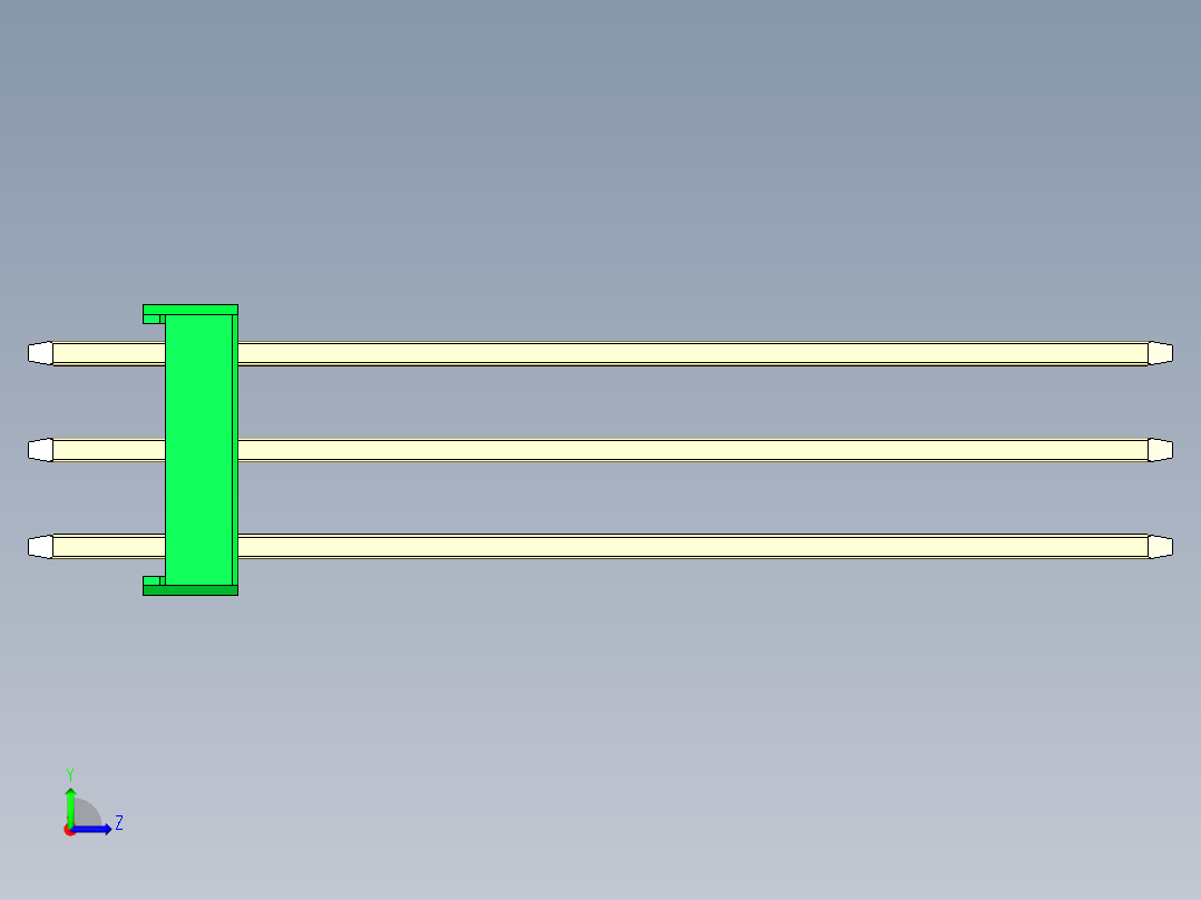 彩色公头100mil（2.54mm）系列-DS1021_green_3x10p_100mil_Type43_rev1.0左视图