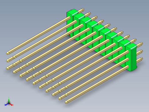 彩色公头100mil（2.54mm）系列-DS1021_green_3x10p_100mil_Type43_rev1.0正等轴测缩略图