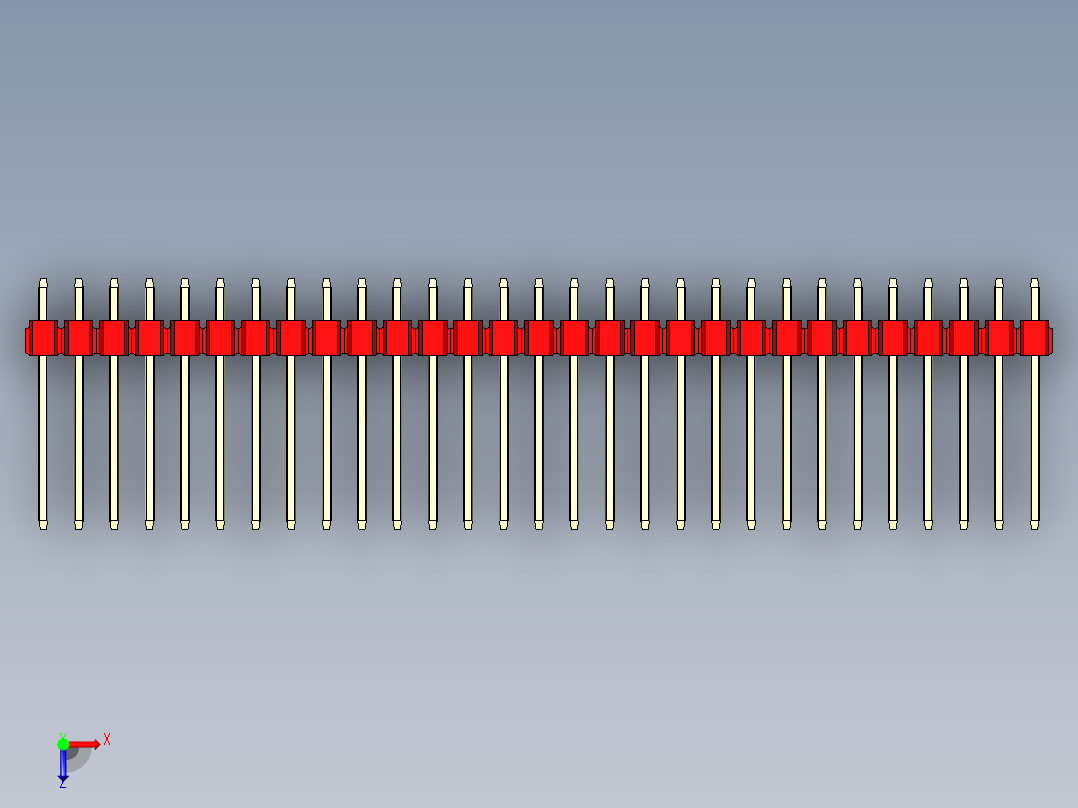 彩色公头100mil（2.54mm）系列-DS1021_red_1x29p_100mil_Type5_rev1.0俯视图