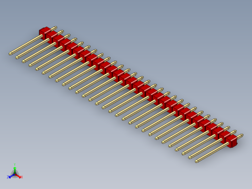 彩色公头100mil（2.54mm）系列-DS1021_red_1x29p_100mil_Type5_rev1.0正等轴测缩略图
