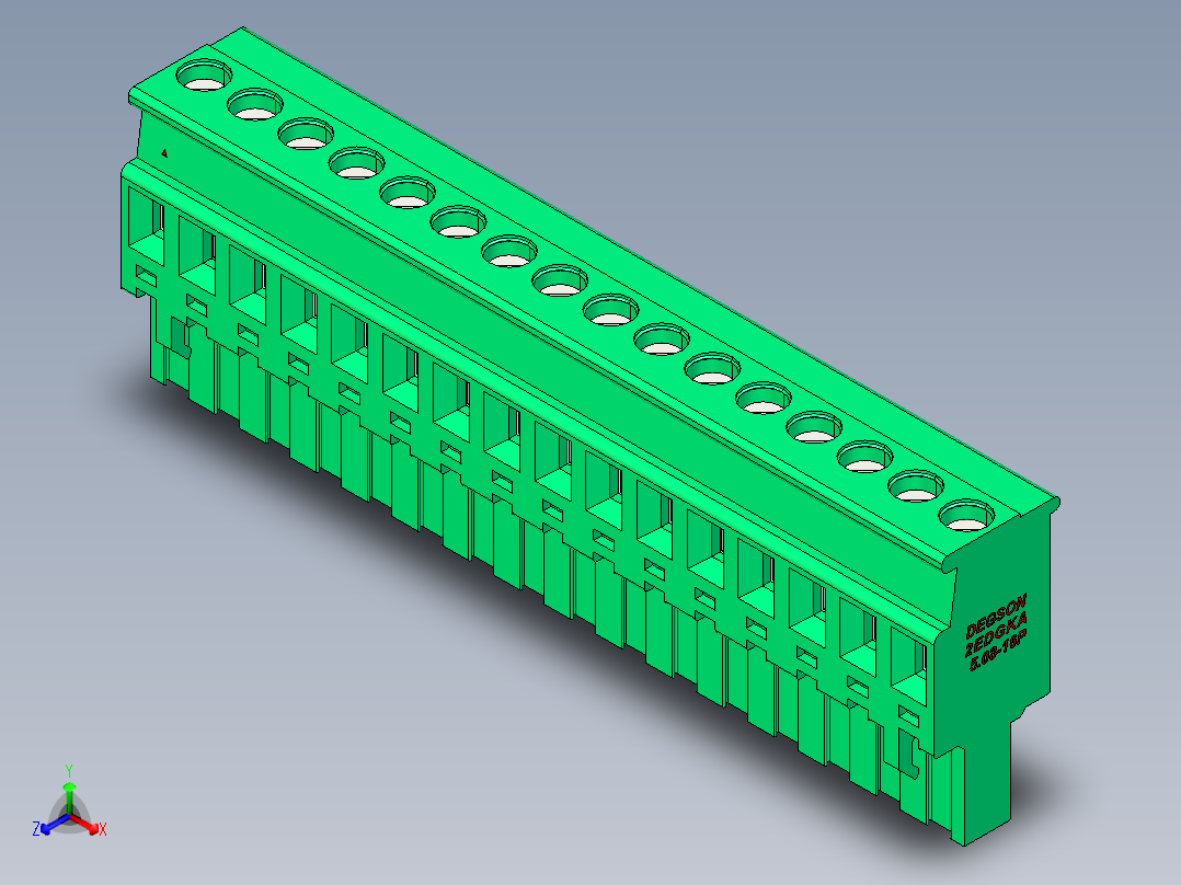 DEGSON 2EDG 系列 5.08mm 可插拔接线端子组-2EDGKA-5.08-16P-14-00AH正等轴测图