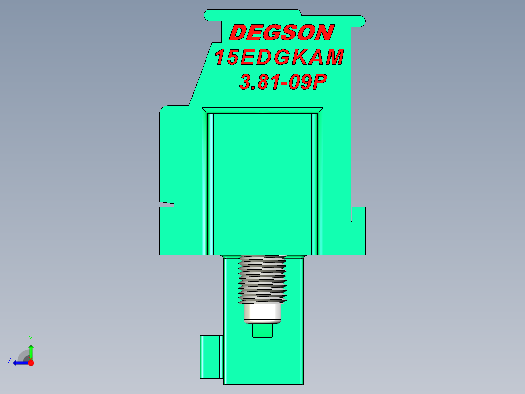 DEGSON 15EDG（公头） 3.81mm 螺钉锁紧，插拔式接线端子 FullPack-15EDGKAM-3.81-09P-14-00AH右视图