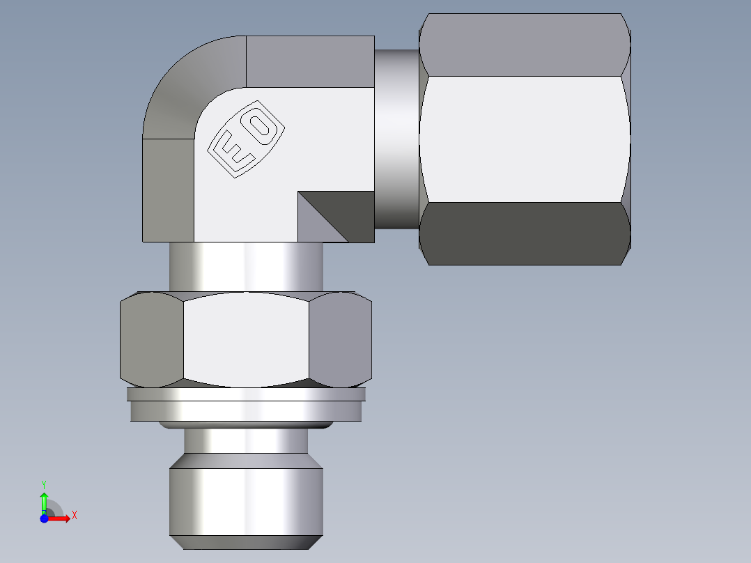 卡套式工业通用硬管接头EO_Adjustable_Locknut_elbow_WEE06SMCF前视图