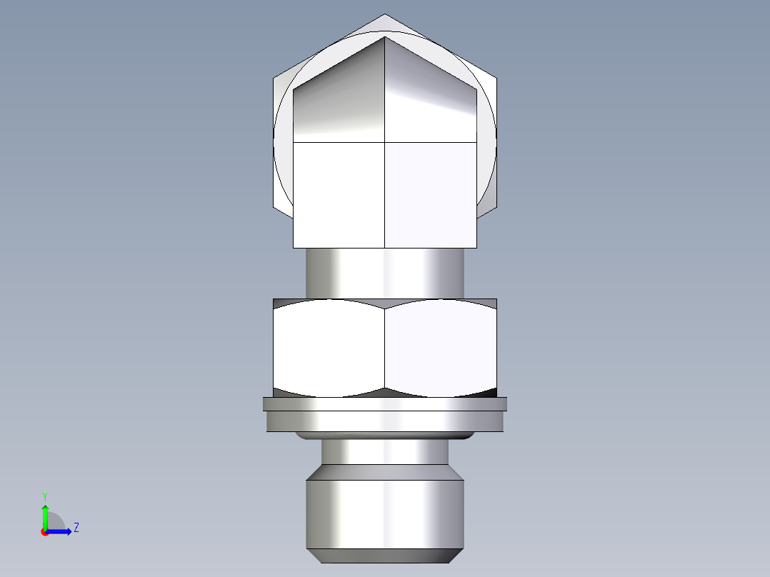 卡套式工业通用硬管接头EO_Adjustable_Locknut_elbow_WEE06SMCF左视图