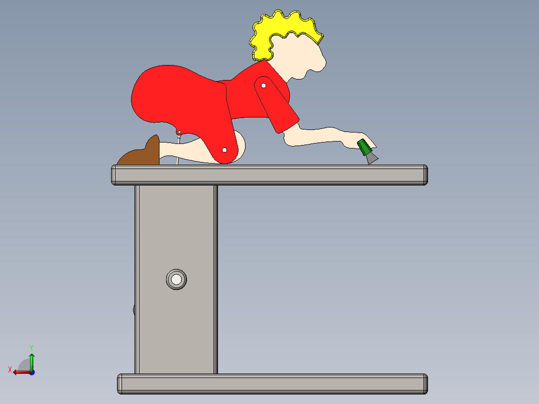 可动清洁女工玩具后视图