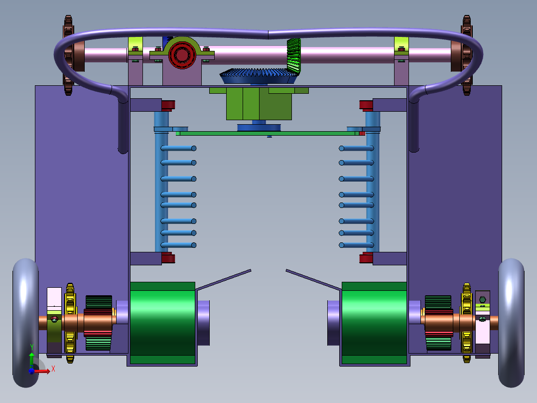 蓝莓收获机三维图纸SolidWorks前视图