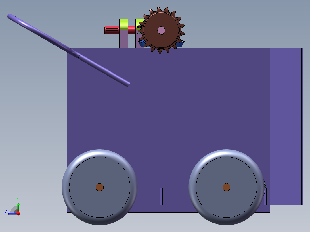 蓝莓收获机三维图纸SolidWorks右视图