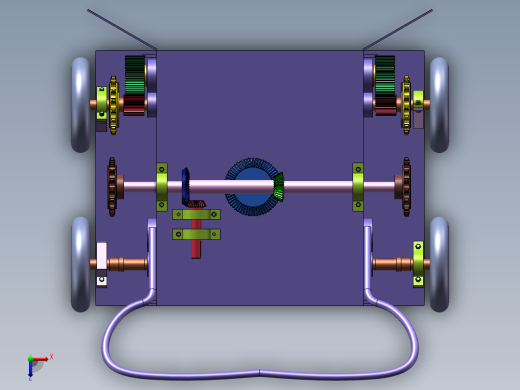 蓝莓收获机三维图纸SolidWorks俯视缩略图