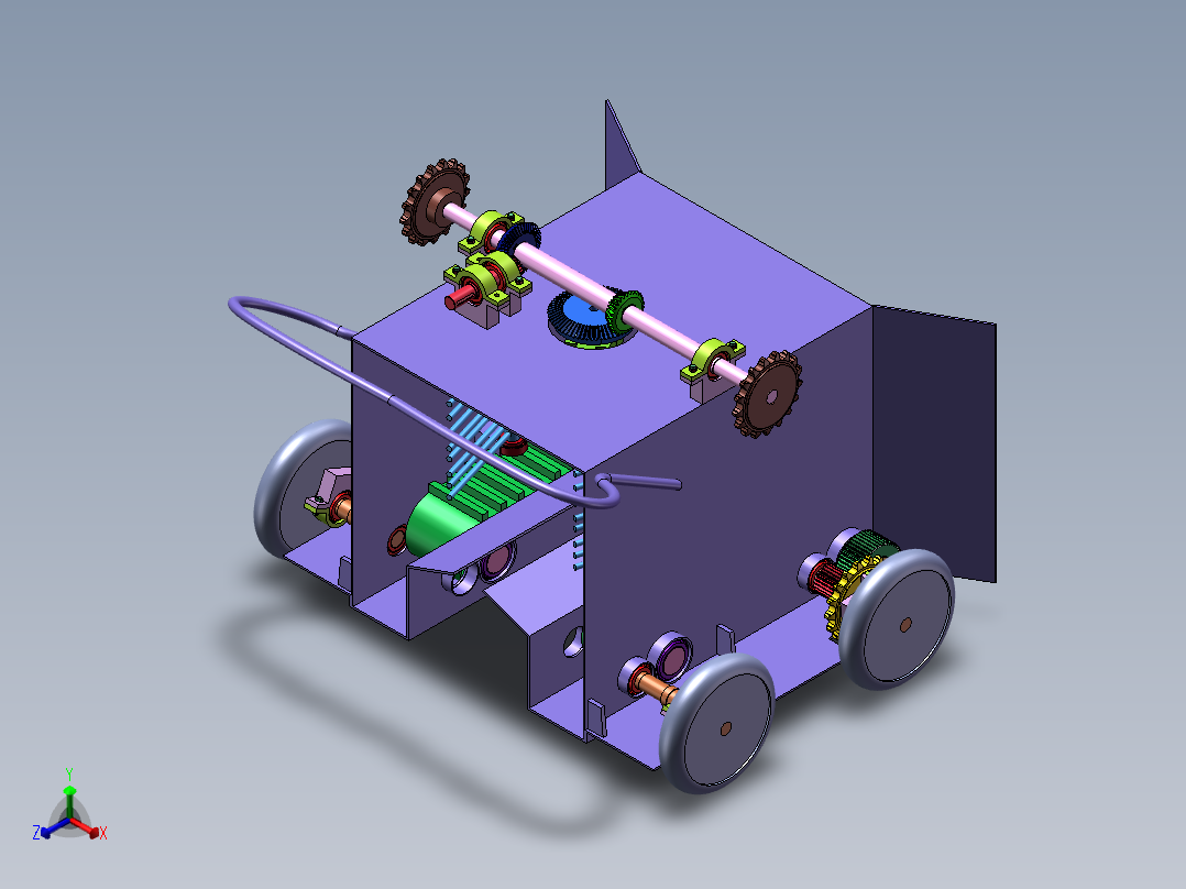 蓝莓收获机三维图纸SolidWorks正等轴测图
