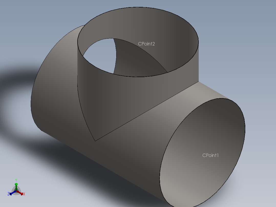 hvac round duct tee主视图