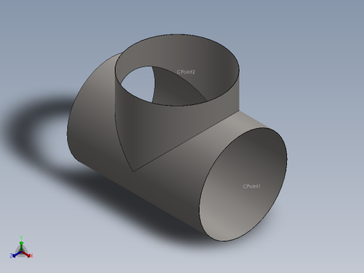 hvac round duct tee正等轴测缩略图