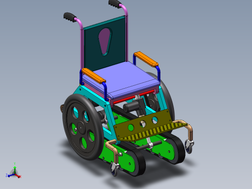 履带爬楼梯电动轮椅设计（含三维SW模型+CAD图纸+说明参考素材