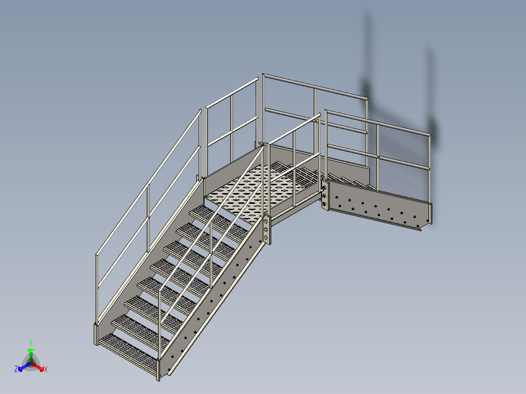 楼梯梯子industrial-stairs-fabrication-1 6 STP正等轴测图