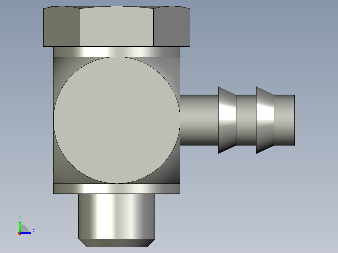 软管用倒钩接头M-3ALU-3左视图