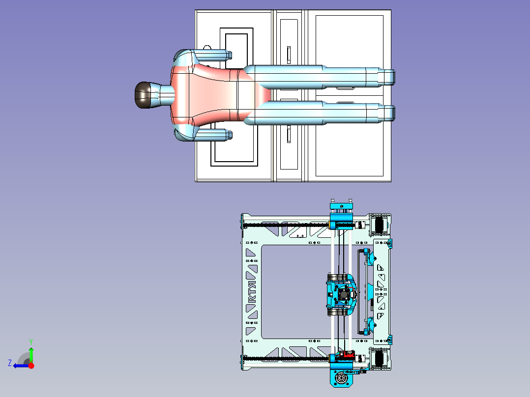 超精密3D打印设备设计右视图