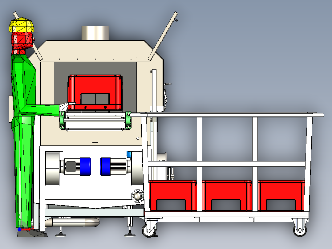工业洗箱机自动化流水线3D模型前视图