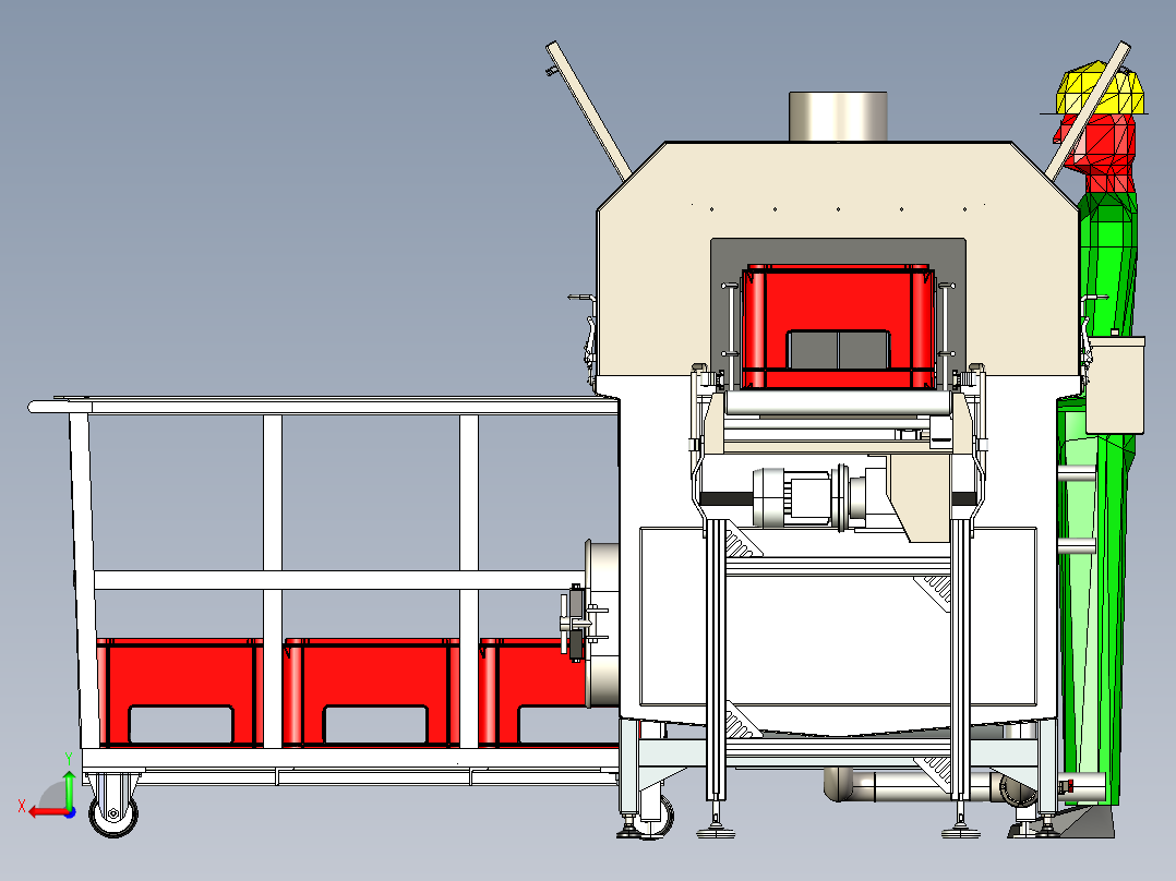 工业洗箱机自动化流水线3D模型后视图