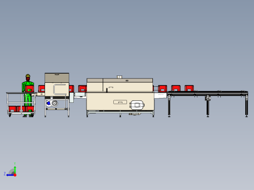 工业洗箱机自动化流水线3D模型右视缩略图