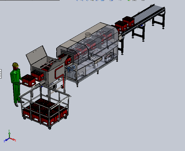 工业洗箱机自动化流水线3D模型