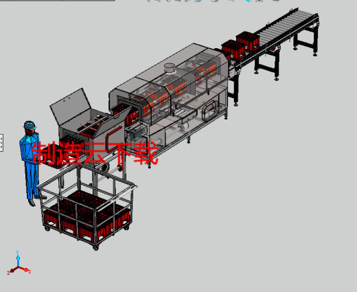 工业洗箱机自动化流水线3D模型缩略图