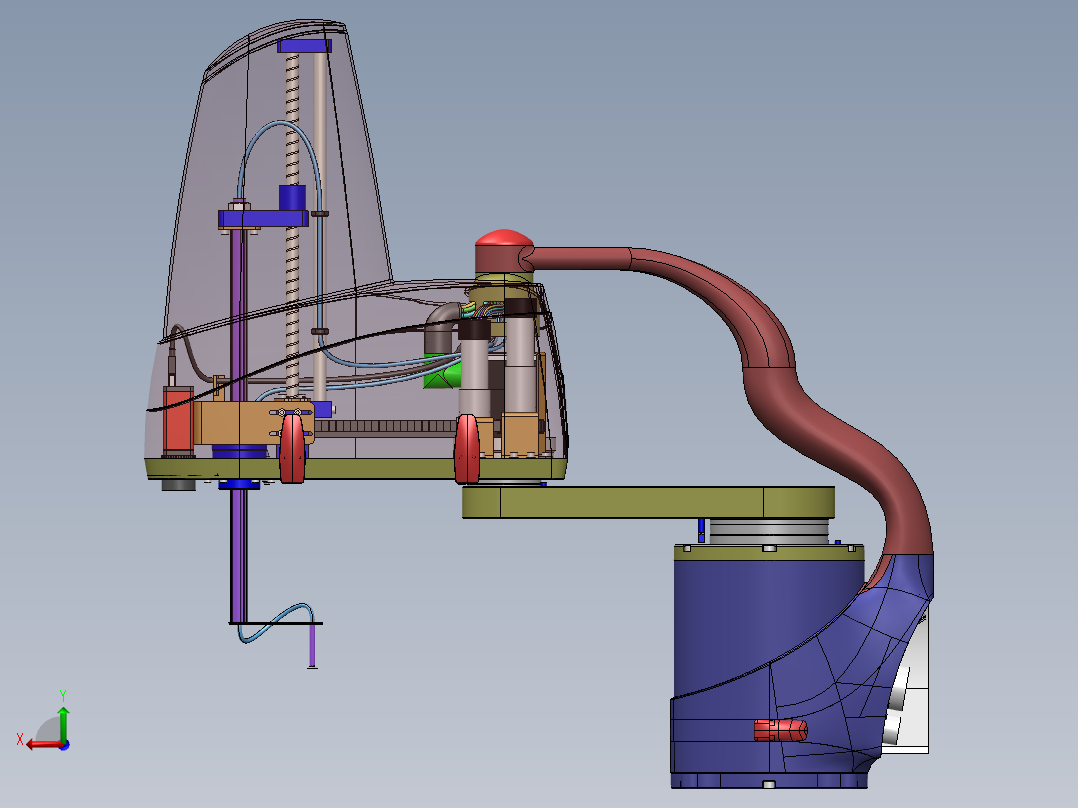 四轴机器人3D图纸机械设计参考资料设计3d设备后视图