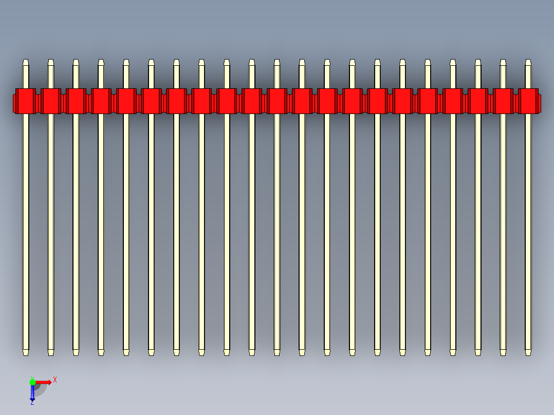 彩色公头100mil（2.54mm）系列-DS1021_red_1x21p_100mil_Type43_rev1.0俯视图