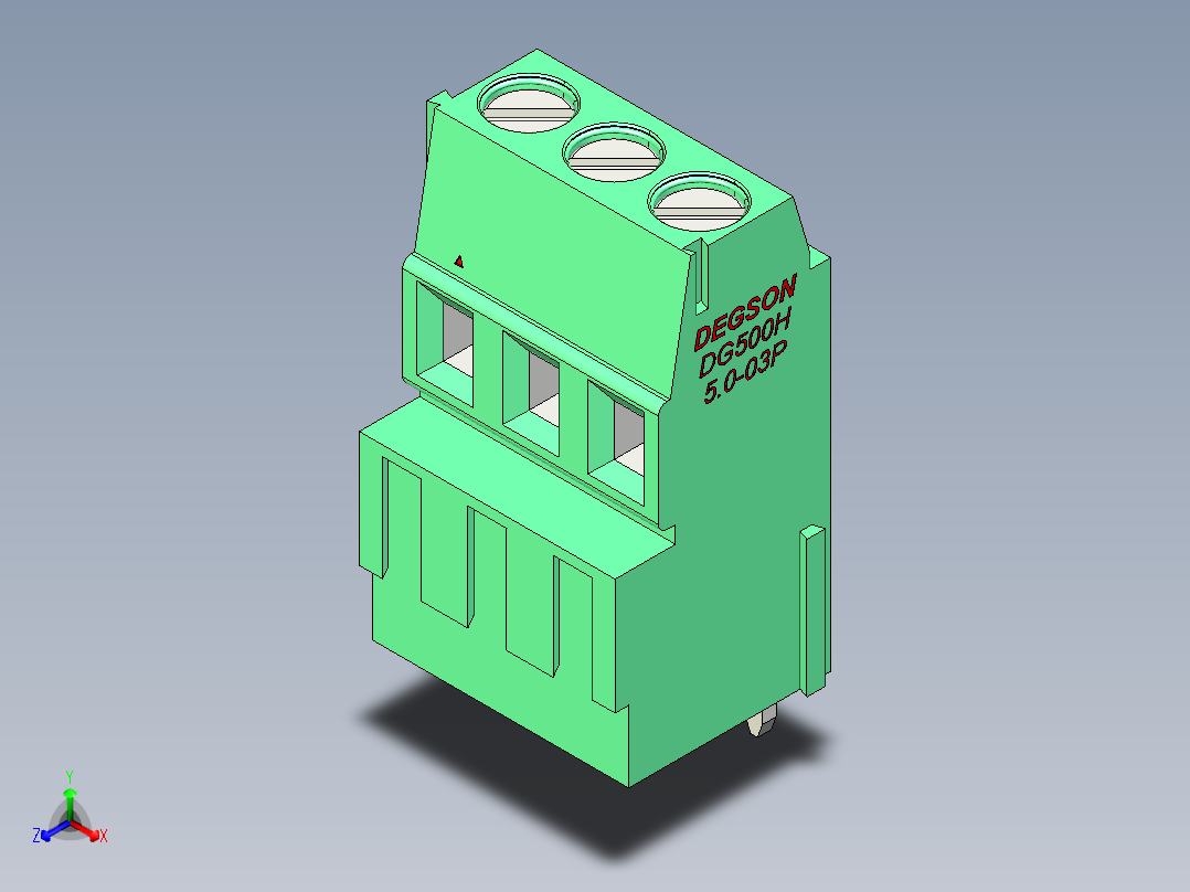 DEGSON DG500 系列 5.05.087.62mm 接线端子-DG500H-5.0-03P-14-00AH主视图