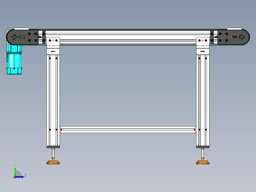 LE-XC4080-重载托盘输送线右直连驱动左视图