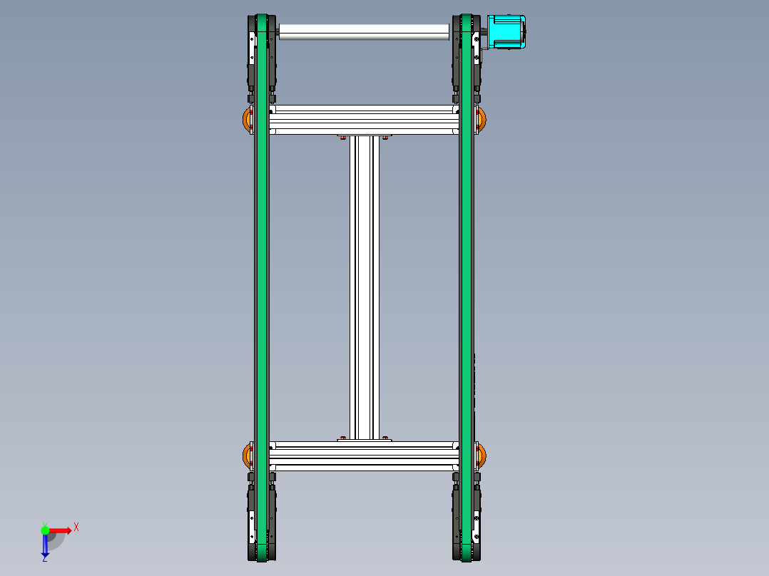 LE-XC4080-重载托盘输送线右直连驱动俯视图