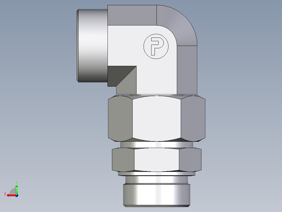 卡套式工业通用硬管接头EO_Assembled_adjustable_standpipe_elbow_EVW38SROMD71后视图