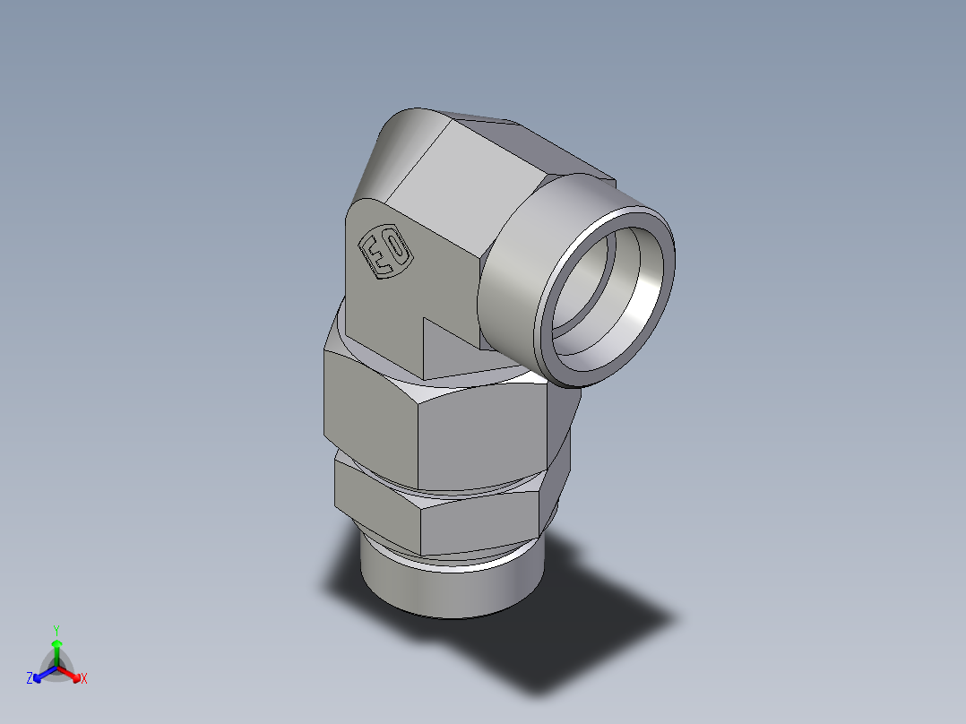 卡套式工业通用硬管接头EO_Assembled_adjustable_standpipe_elbow_EVW38SROMD71正等轴测图