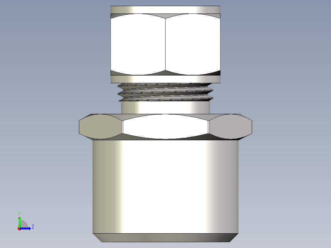 不锈钢Gyrolok管接头，公接头，16 mm管外径x 1-2英寸。外螺纹管焊缝左视图