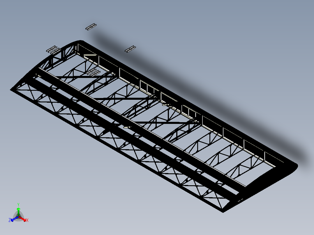 超轻型飞机机翼3D数模图纸正等轴测图