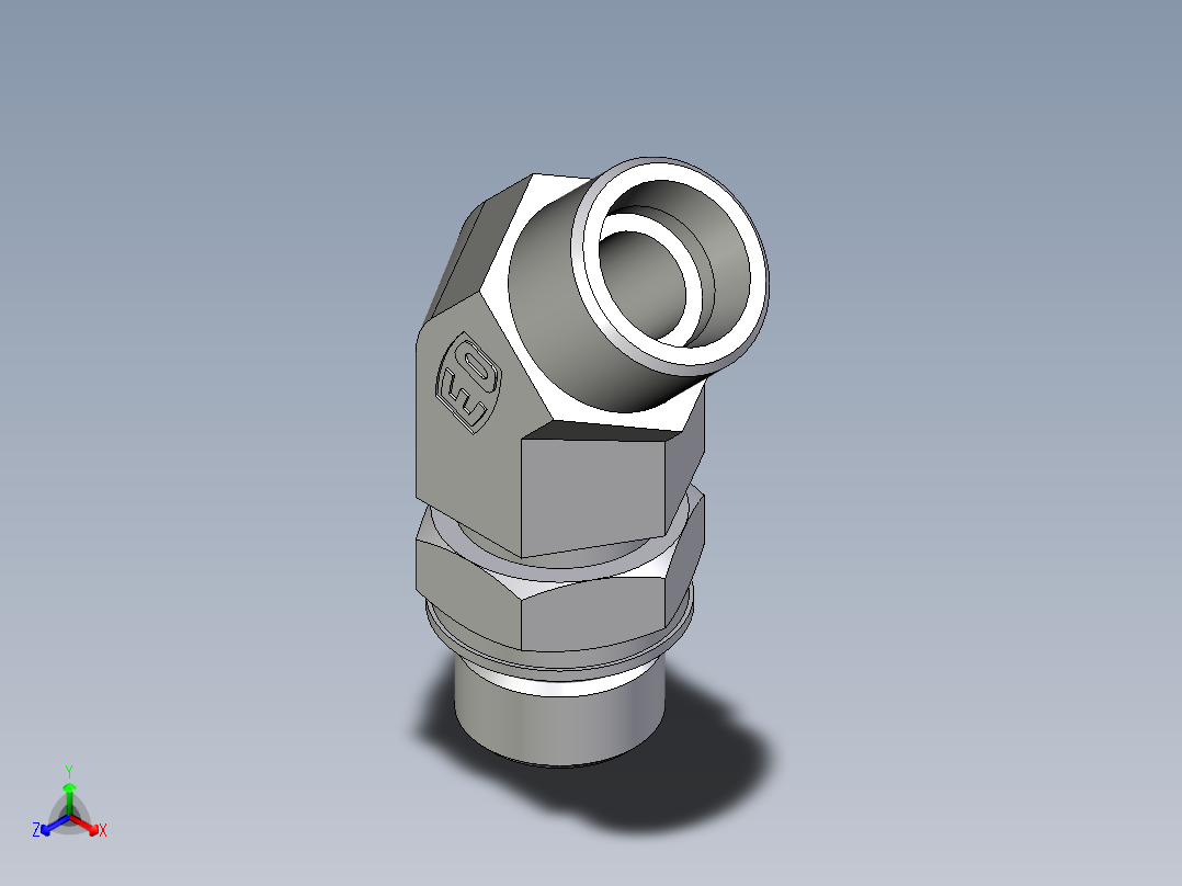 卡套式工业通用硬管接头EO_Adjustable_locknut_45_deg_elbow_VEE16SMOROMDCF主视图