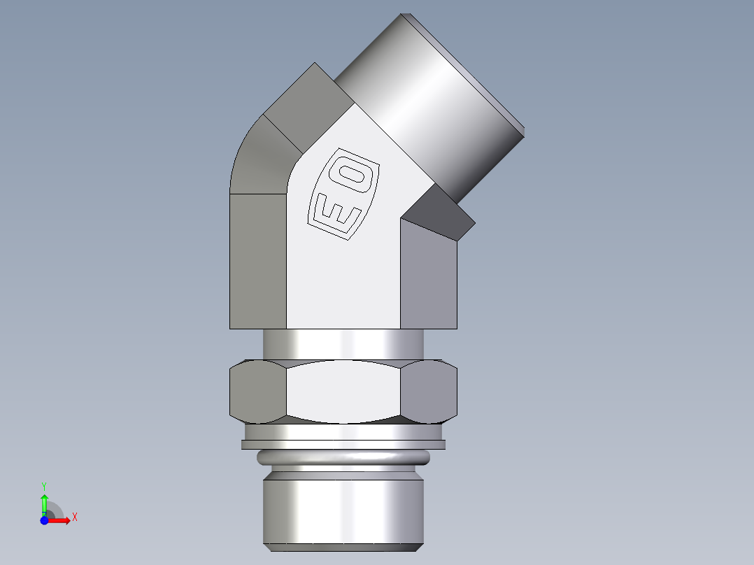 卡套式工业通用硬管接头EO_Adjustable_locknut_45_deg_elbow_VEE16SMOROMDCF前视图