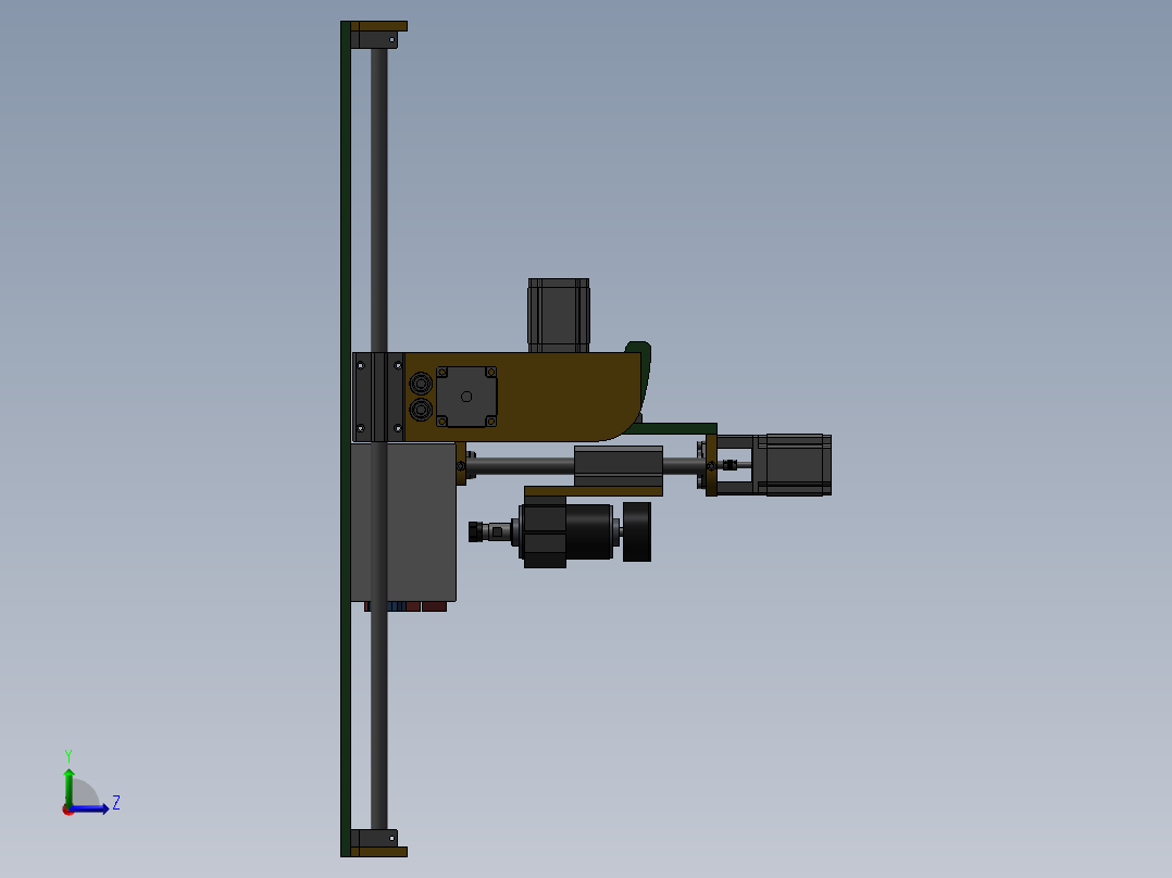 3轴高度100mm雕刻机左视图